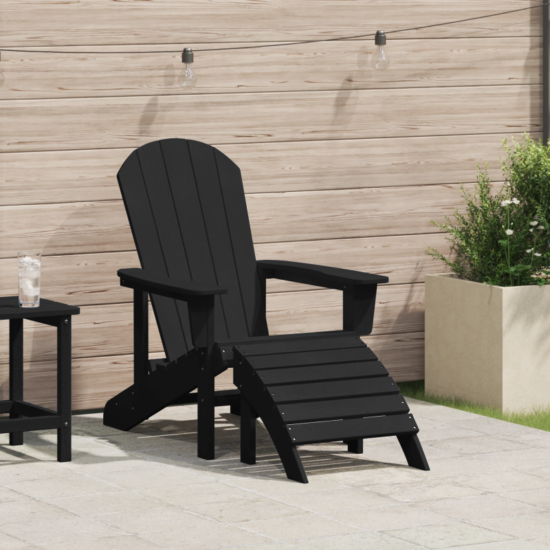 vidaXL Adirondack krēsls Melna 82 x 74 x 92 cm HDPE