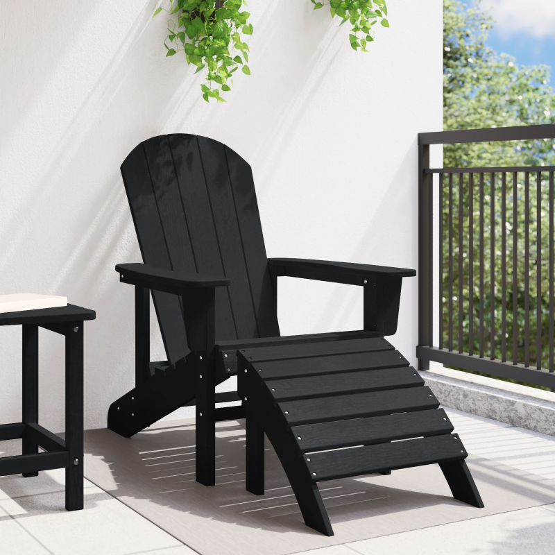vidaXL Adirondack krēsls Melna 82 x 74 x 92 cm HDPE