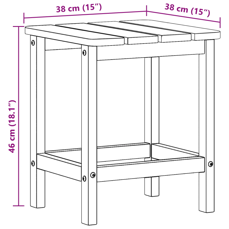 vidaXL Sānu galds Tums zils 38 x 38 x 46 cm Polietilēns