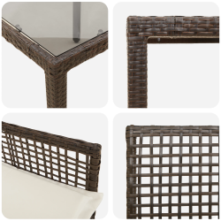 vidaXL Dārza ēdamgalds 7 pcs Brūna poliratāns