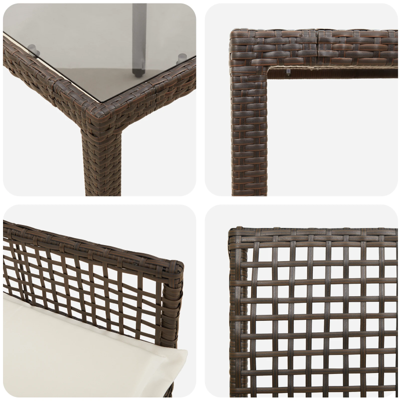 vidaXL Dārza ēdamgalds 7 pcs Brūna poliratāns