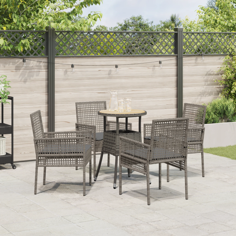 vidaXL Dārza ēdamgalds 5 pcs Pelēka poliratāns