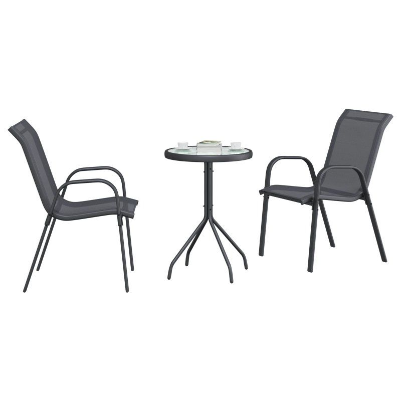 vidaXL Dārza bistro komplekts 3 pcs Pelēka Tērauds