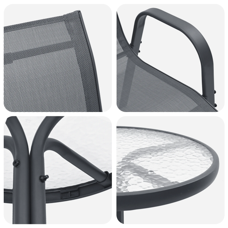 vidaXL Dārza bistro komplekts 3 pcs Pelēka Tērauds