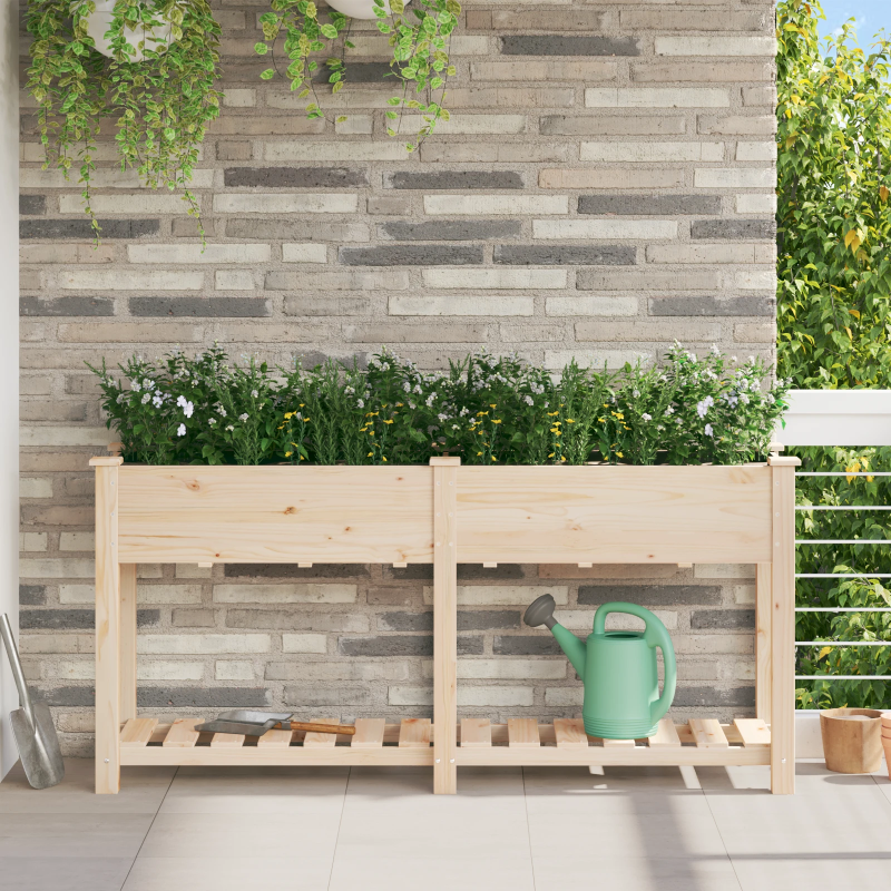 vidaXL Dārza stādītājs Bēša 161 x 43 x 76,5 cm Masīvs egle koks