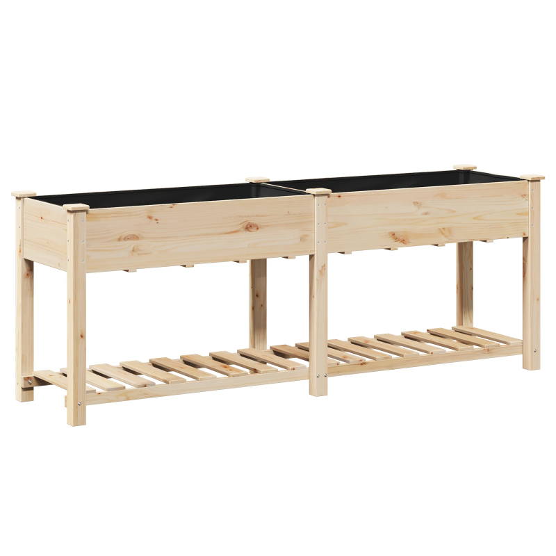 vidaXL Dārza stādītājs Bēša 203 x 53 x 76,5 cm Masīvs egle koks