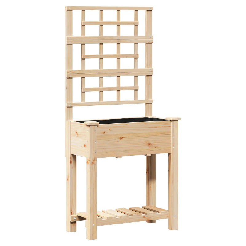 vidaXL Dārza stādītājs Bēša 71 x 38 x 152 cm Masīvs egle koks