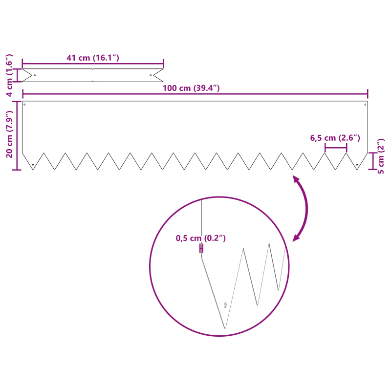 vidaXL Zāliena Apmale 50 pcs Sudraba 100 x 0.05 x 20 cm