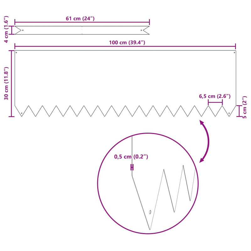 vidaXL Zāliena Apmale 50 pcs Antracīts 100 x 0.05 x 20 cm