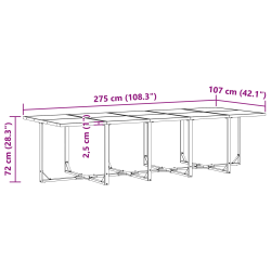 vidaXL Dārza ēdamgalds 11 pcs Melna Tērauds