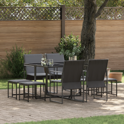vidaXL Dārza ēdamgalds 9 pcs Melna Tērauds