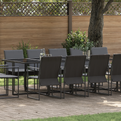 vidaXL Dārza ēdamgalds 15 pcs Melna Tērauds