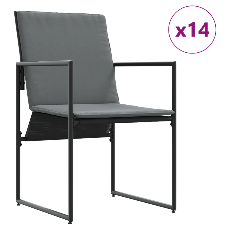 vidaXL Dārza ēdamgalds 15 pcs Melna Tērauds