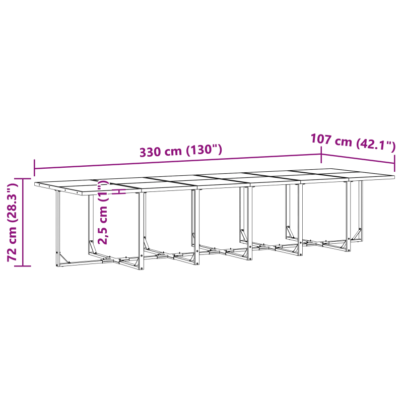vidaXL Dārza ēdamgalds 17 pcs Melna Tērauds