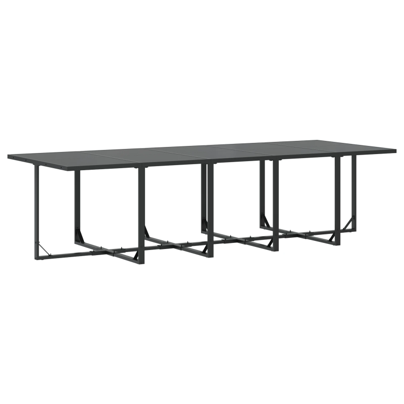 vidaXL Dārza ēdamgalds 11 pcs Melna Tērauds