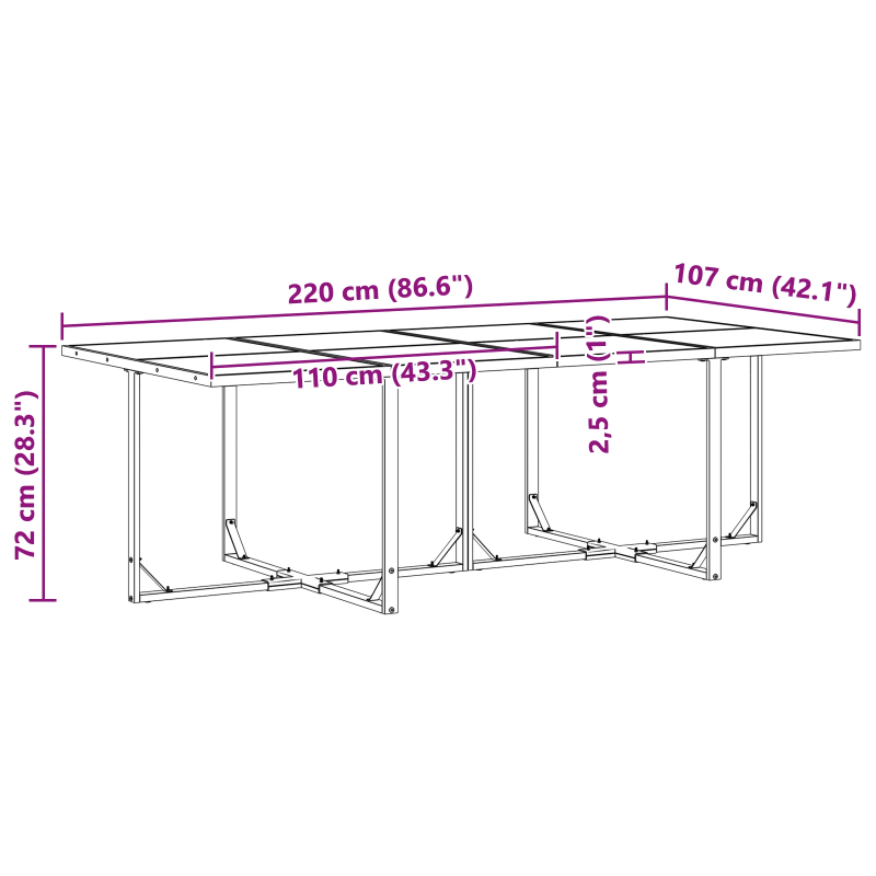 vidaXL Dārza ēdamgalds 9 pcs Melna Tērauds