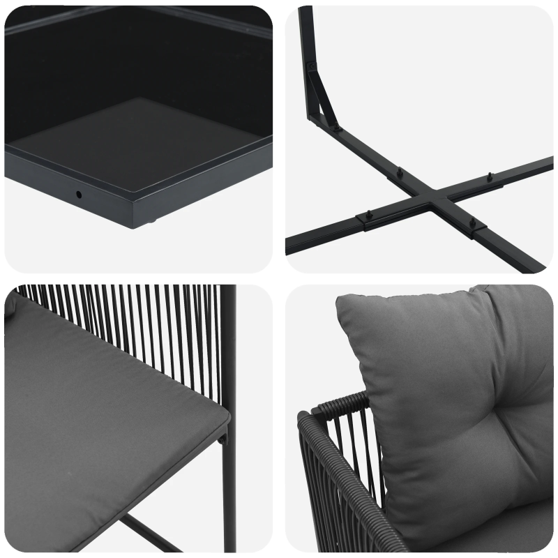 vidaXL Dārza ēdamgalds 15 pcs Melna Tērauds