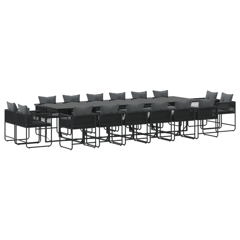 vidaXL Dārza ēdamgalds 17 pcs Melna Tērauds