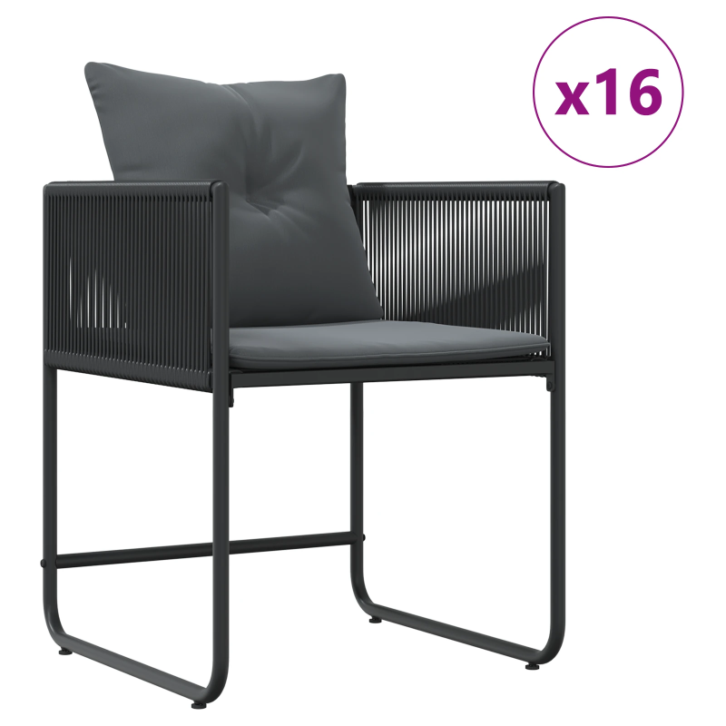 vidaXL Dārza ēdamgalds 17 pcs Melna Tērauds