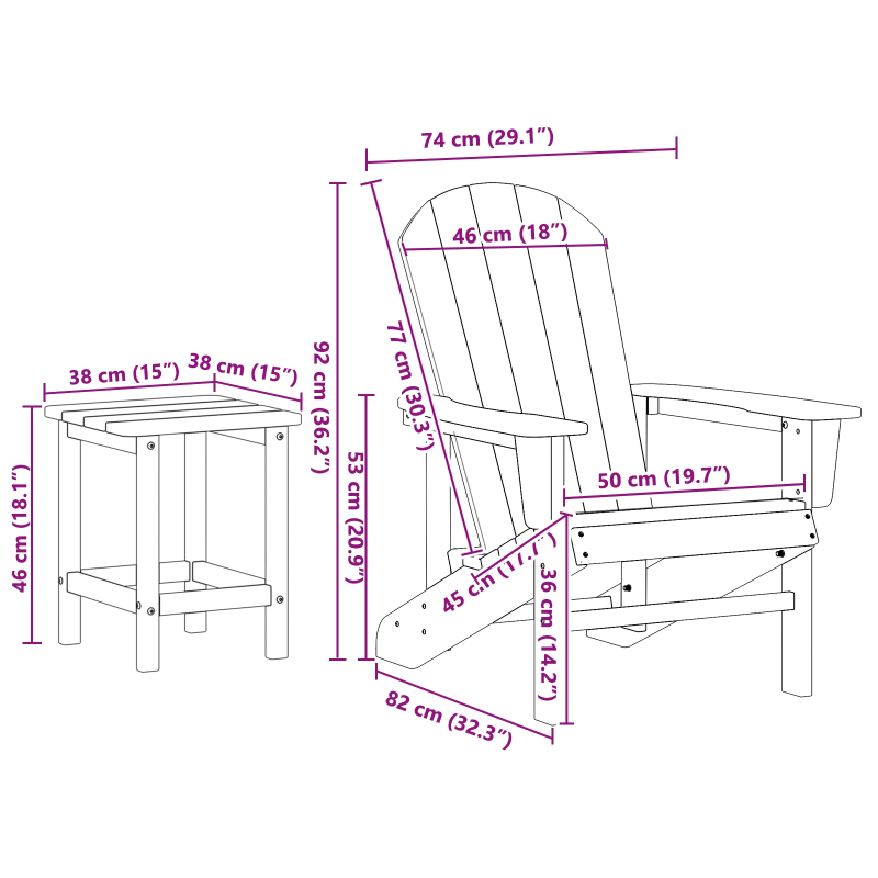 vidaXL Dārza krēsls 3 pcs Tumši zils Polietilēns