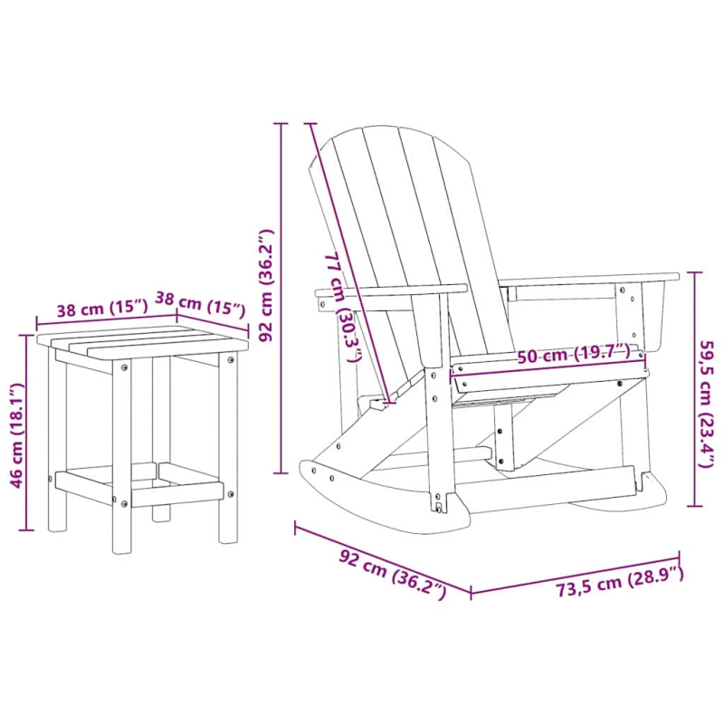 vidaXL Dārza atpūtas komplekts 3 pcs Melna HDPE