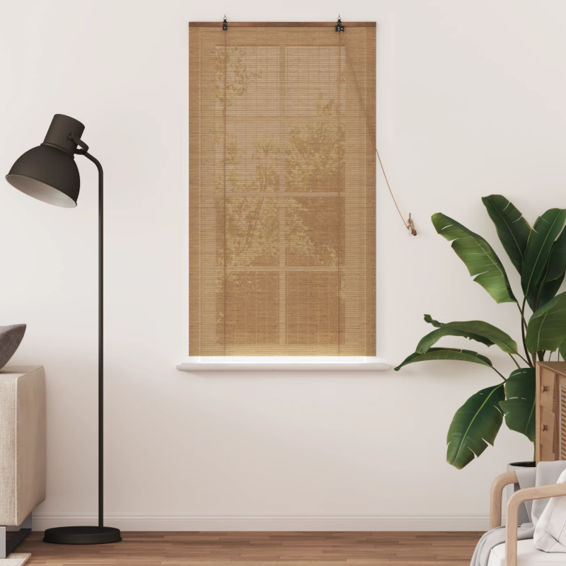 vidaXL Rullo žalūzija ar aizkariem Brūna 90 x 160 cm Bambuss
