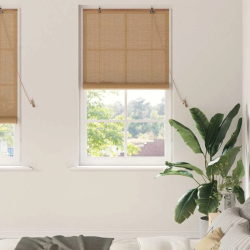 vidaXL Rullo žalūzija ar aizkariem Brūna 90 x 220 cm Bambuss