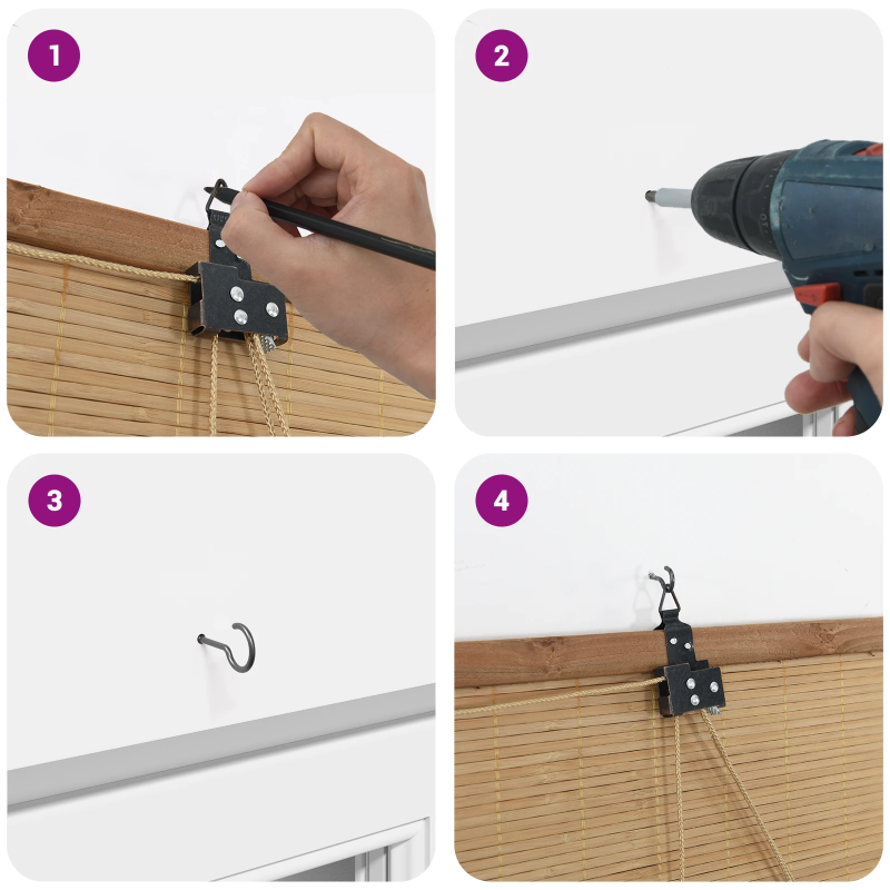 vidaXL Rullo žalūzija ar aizkariem Brūna 140 x 220 cm Bambuss