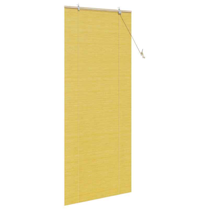 vidaXL Rullo žalūzija ar aizkariem Dzeltena 80 x 220 cm Bambuss