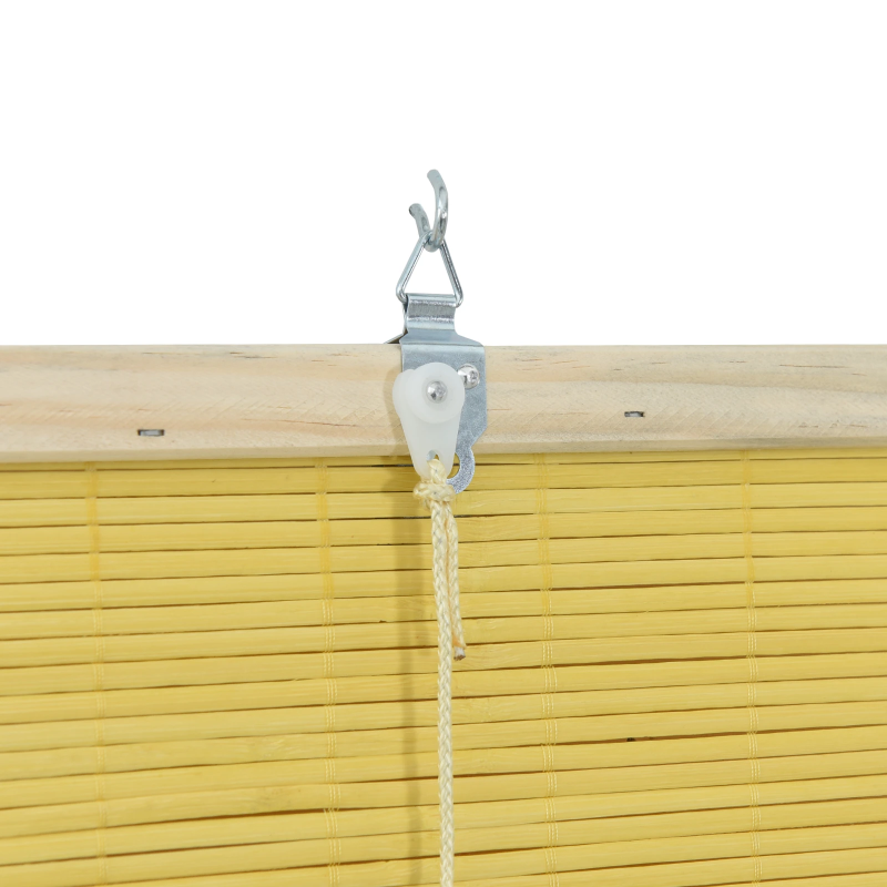 vidaXL Rullo žalūzija ar aizkariem Dzeltena 140 x 160 cm Bambuss