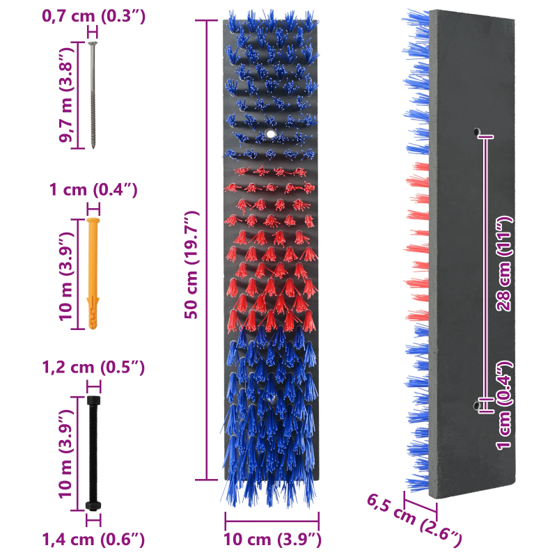 vidaXL Lopkopības birstes Sarkana un zila 50 x 10 x 6.5 cm