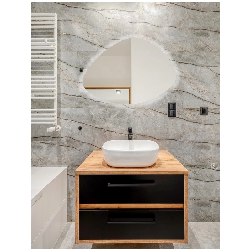 Organiska formāta spogulis Luna ar apgaismojumu, 50x70 cm