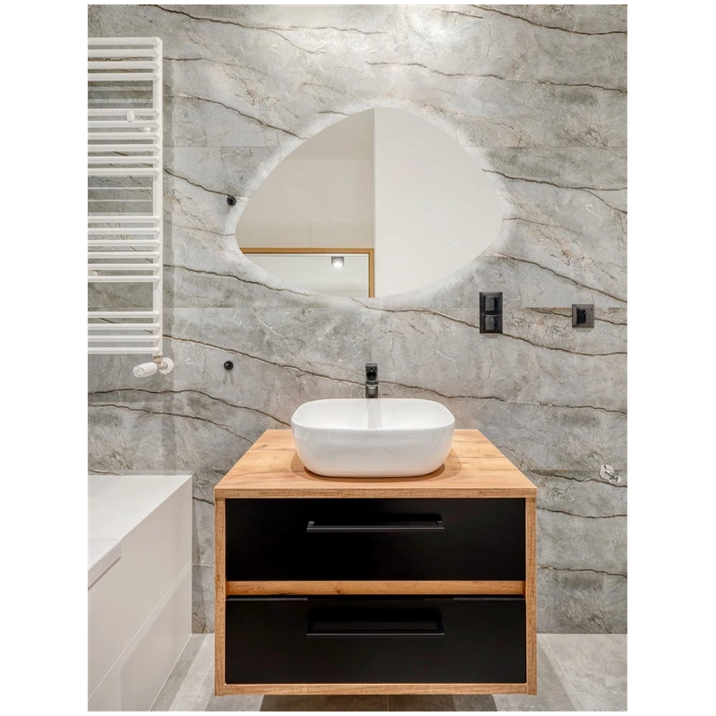 Organiska formāta spogulis Luna ar apgaismojumu, 50x70 cm