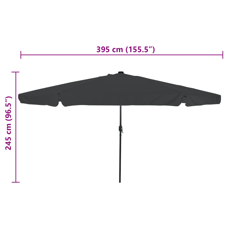 vidaXL Dārza parasols Antracīts 395 x 395 x 245 cm Poliesters
