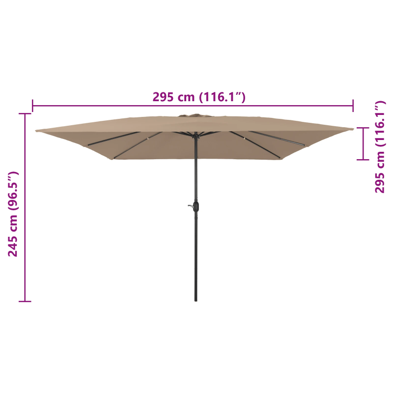 vidaXL Dārza parasols Pelēkbrūna 295 x 295 x 245 cm