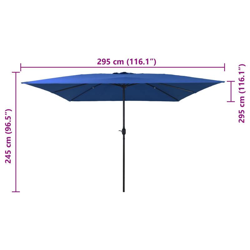 vidaXL Dārza parasols Azurblau 295 x 295 x 245 cm