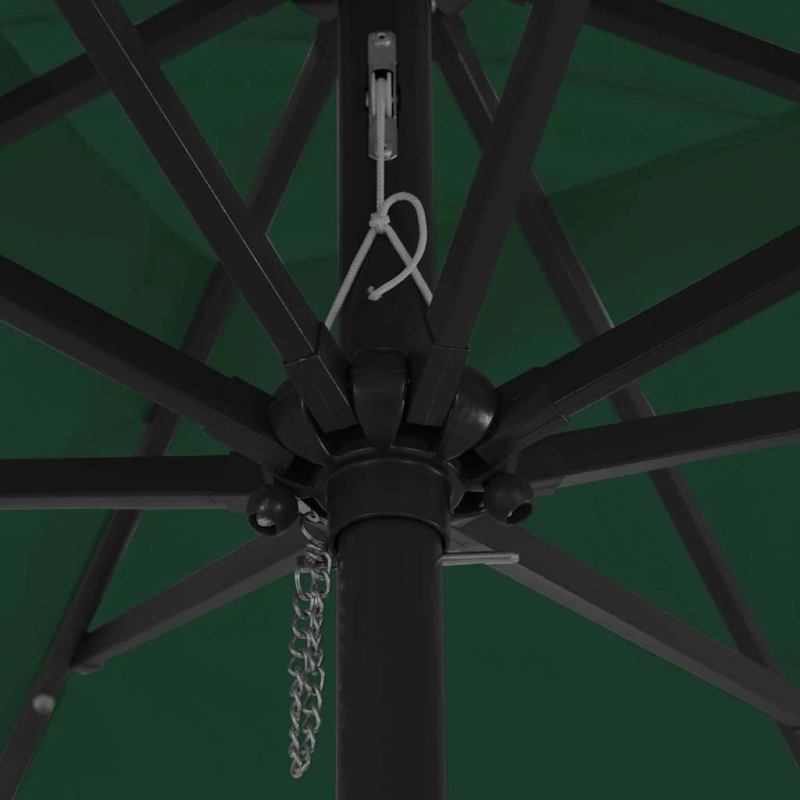 vidaXL Dārza parasols Zaļa 295 x 295 x 245 cm Poliesters un tērauds