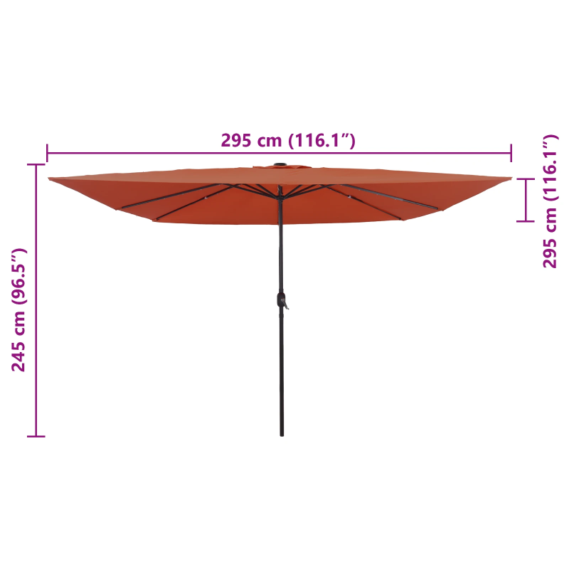 vidaXL Dārza parasols Sarkanbrūns 295 x 295 x 245 cm