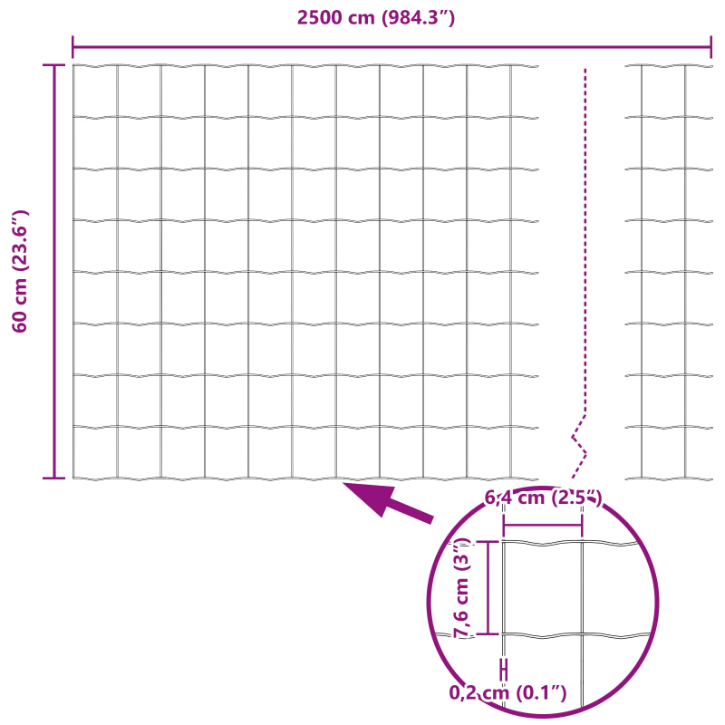 vidaXL Eiropas žogs Zaļa 0,6 x 25 m PVC pārklāts dzelzs