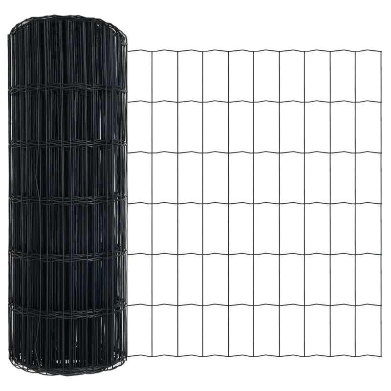 vidaXL Eiropas žogs Pelēka 0,4 x 10 m PVC pārklāts dzelzs