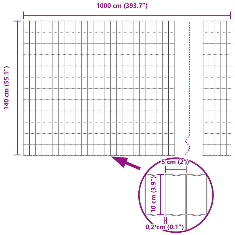 vidaXL Eiropas žogs Pelēka 1,4 x 10 m PVC pārklāts dzelzs