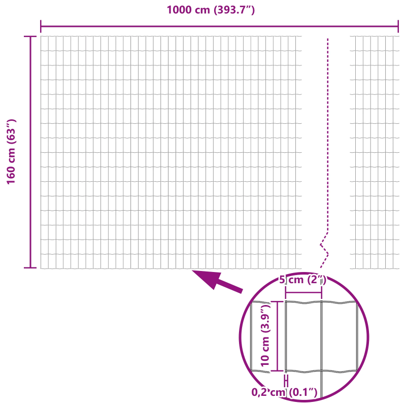 vidaXL Eiropas žogs Pelēka 1,6 x 10 m PVC pārklāts dzelzs