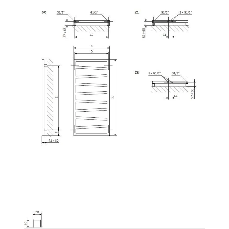 Žāvētājs dvieļu el zigzag 83x50 lab. moa