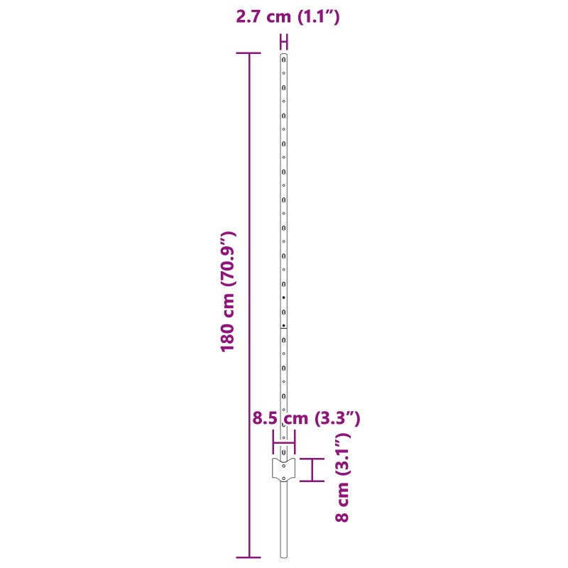 vidaXL Žoga āķis 44 pcs Sudraba 180 cm Tērauds
