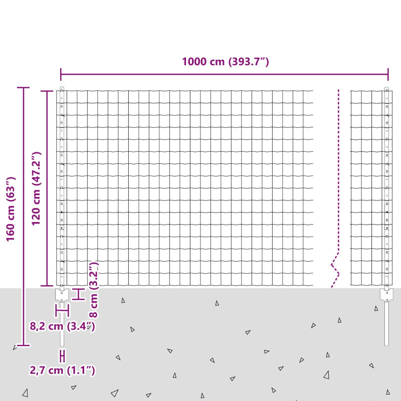 vidaXL Žogs ar stabu Zaļa 1,2 x 10 m Tērauds