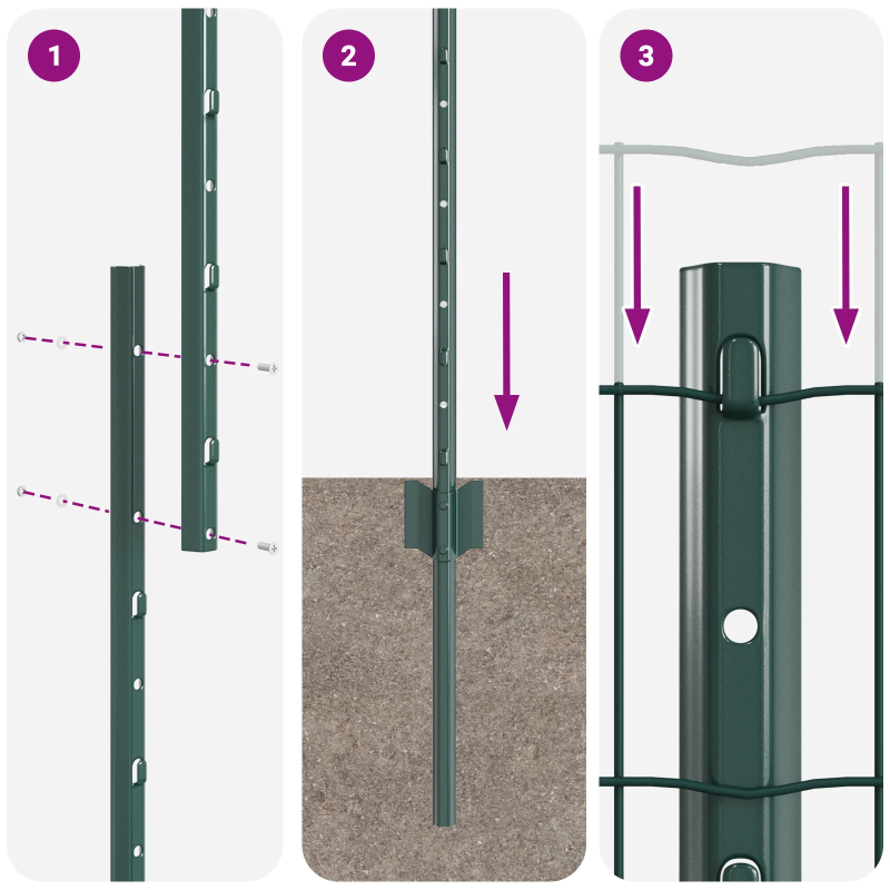 vidaXL Žogs ar stabu Zaļa 1 x 25 m Tērauds