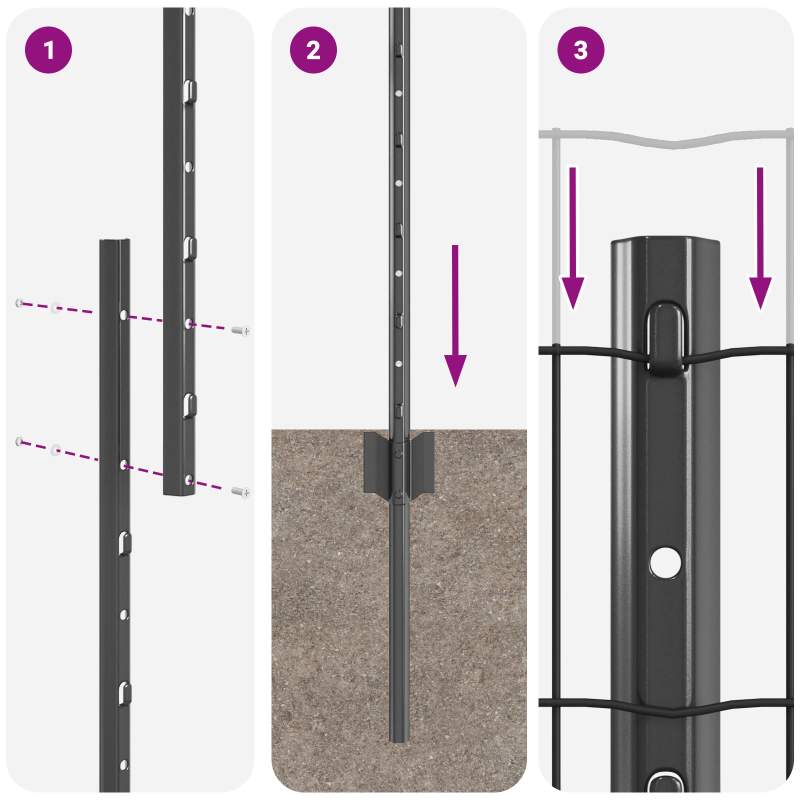 vidaXL Žogs ar stabu Pelēka 1 x 10 m Tērauds un PVC