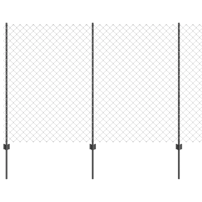 vidaXL Žogs ar stabu Pelēka 1,6 x 25 m Tērauds un PVC