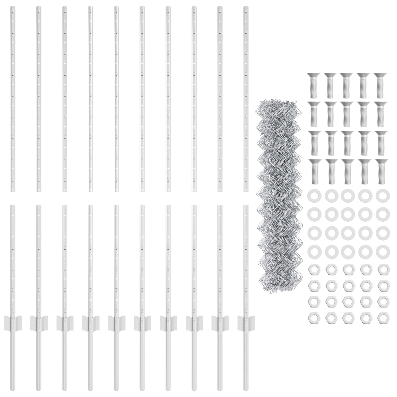 vidaXL Žogs ar stabu Sudraba 1,2 x 10 m Tērauds