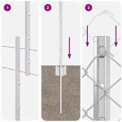 vidaXL Žogs ar stabu Sudraba 1,6 x 10 m Tērauds